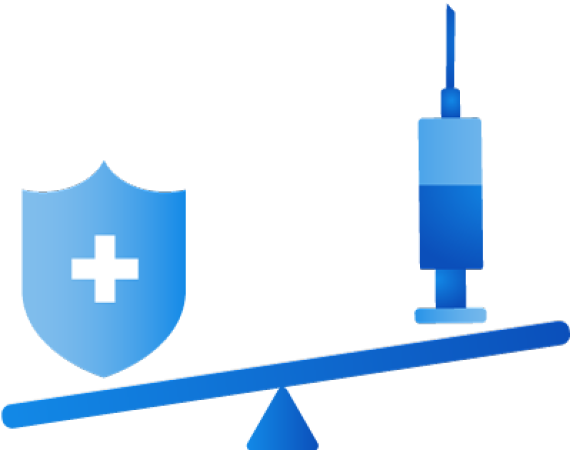 A shield with a plus sign is heavier than a needle on a scale